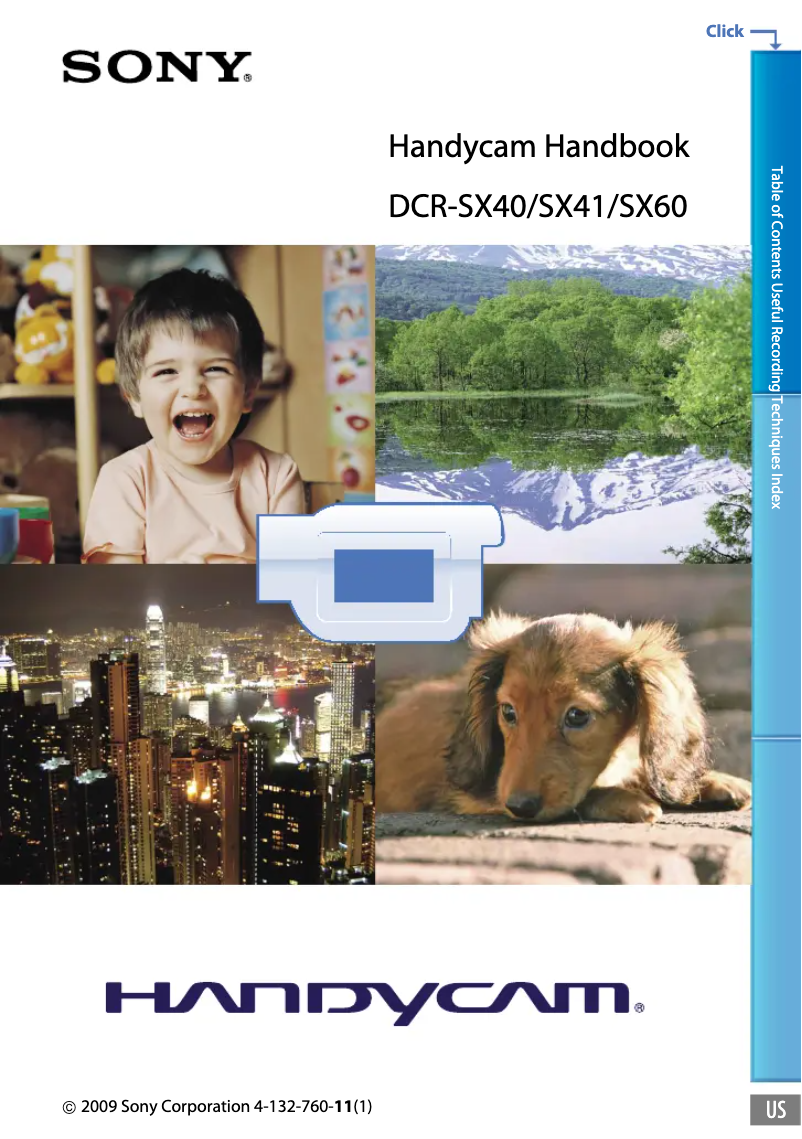 First page image of the manual for Handycam DCR-SX40
