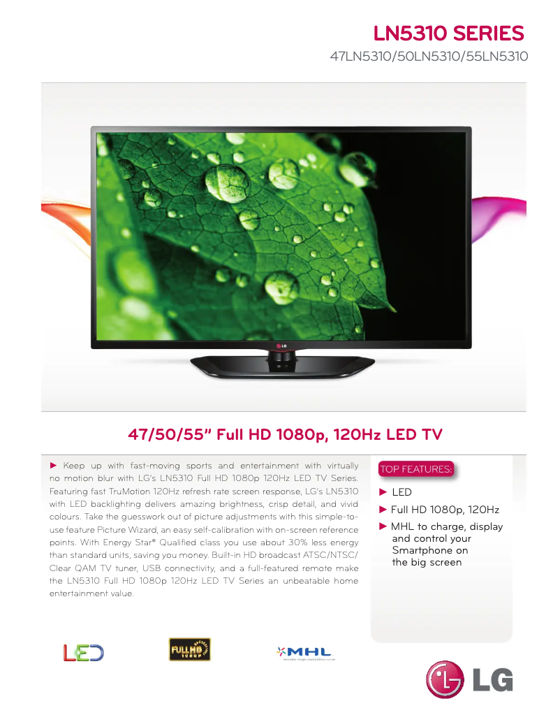 First page image of the manual for 55LN5310