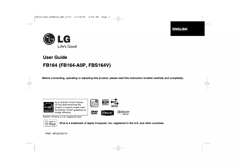 Page 1 of the manual User Manual LG FB164-A0P