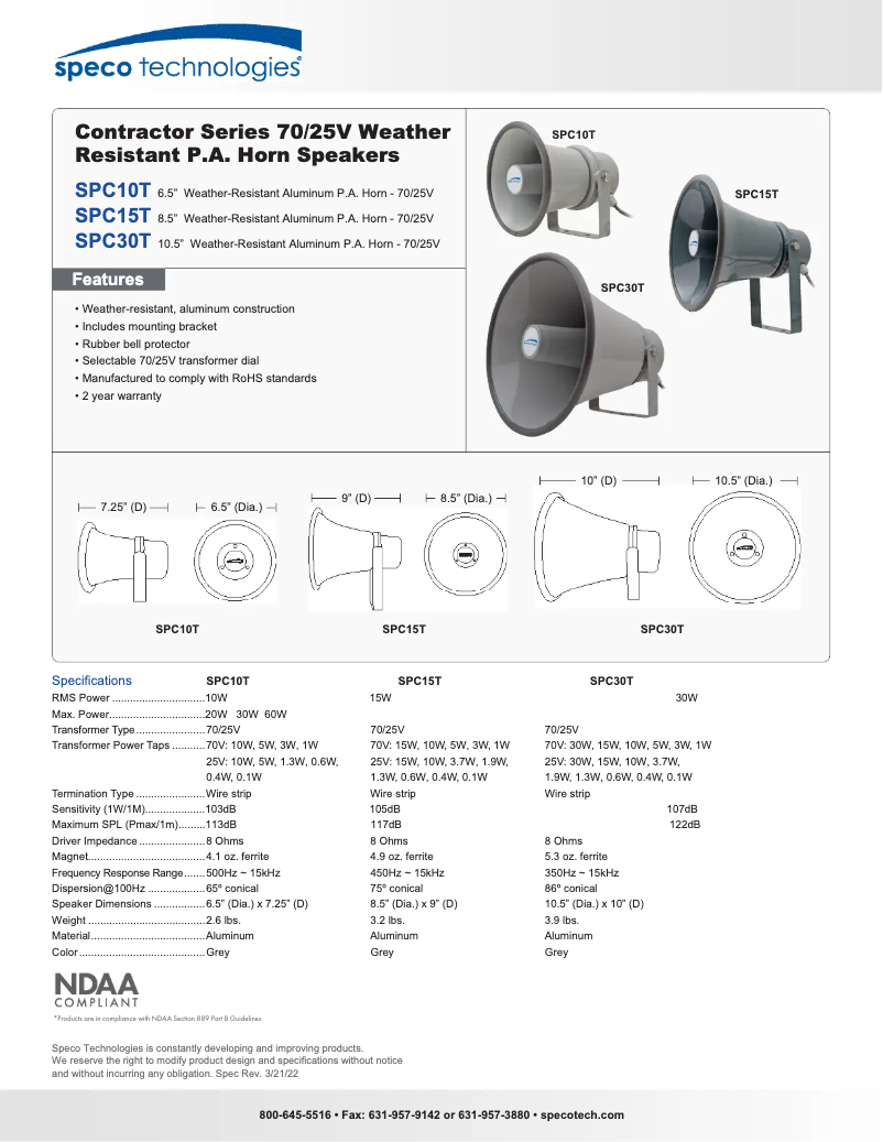 Page 1 of the manual User Manual Speco Technologies SPC10T