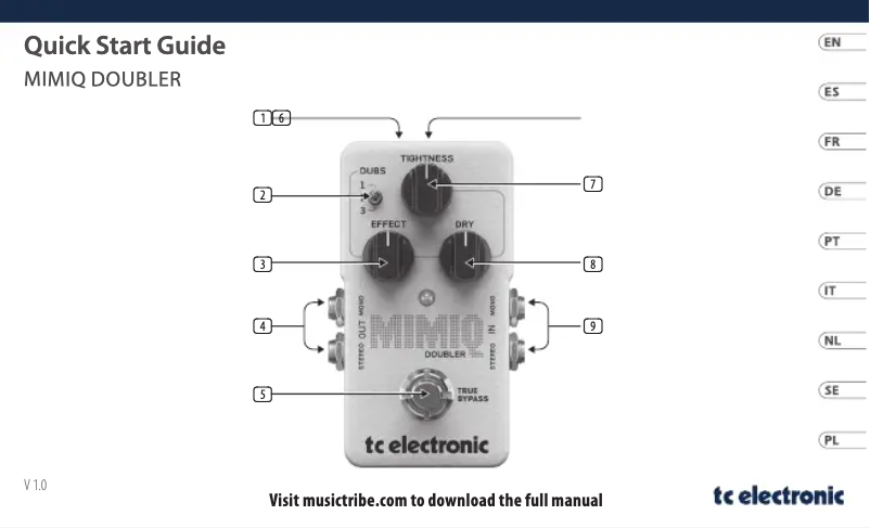Page 1 of the manual Quick Start Guide TC Electronic Mimiq Doubler