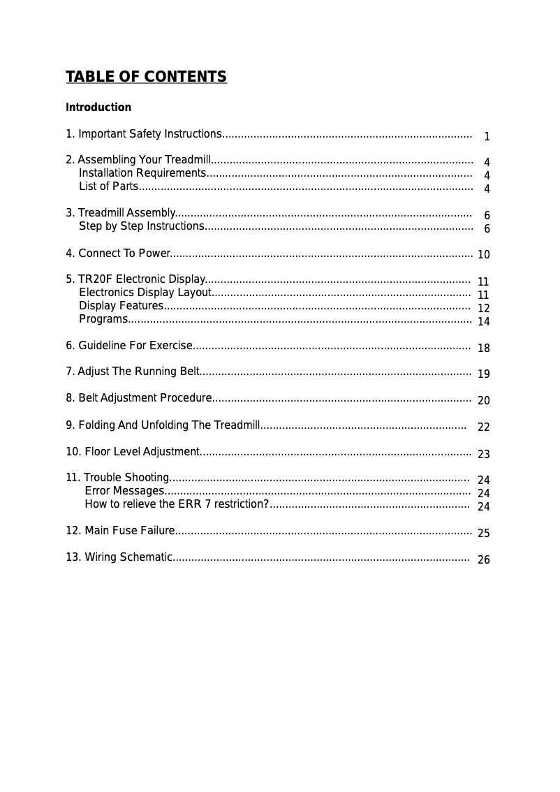 First page image of the manual for TR20F