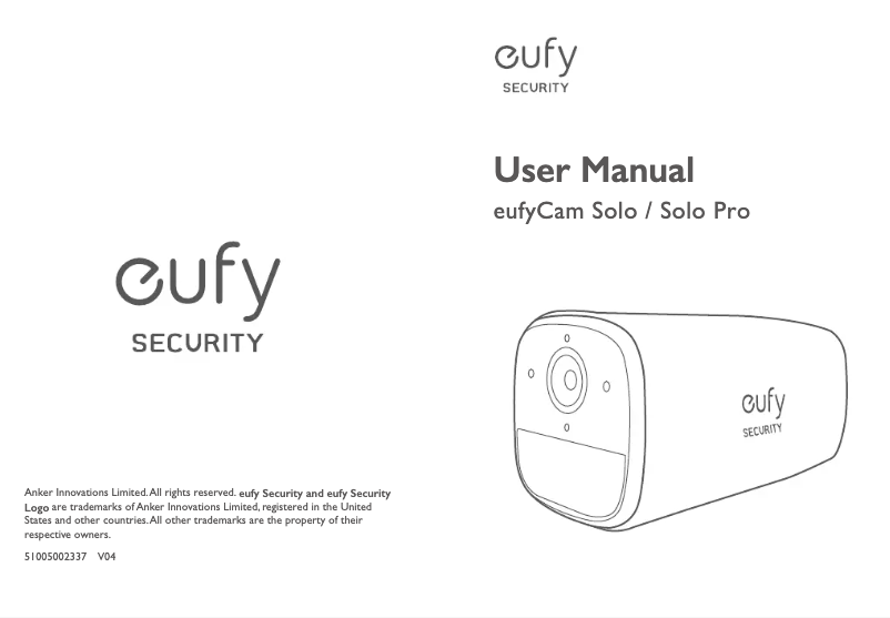 First page image of the manual for SoloCam E20