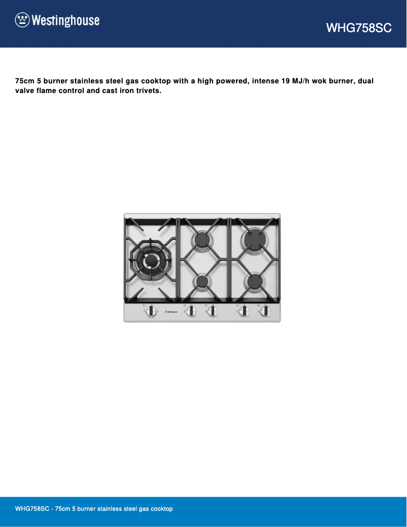 First page image of the manual for WHG758SC