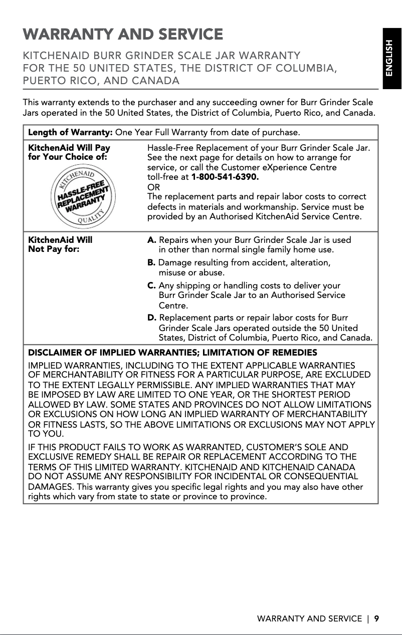 First page image of the manual for KCG0799