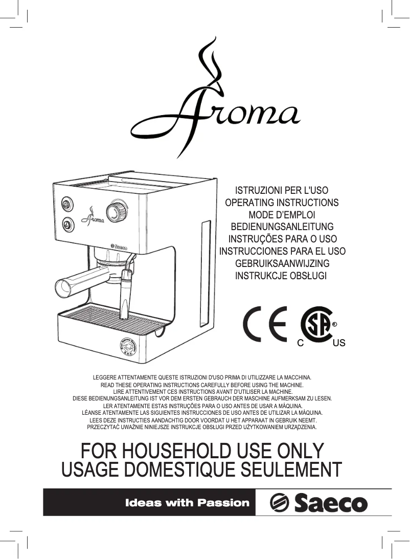 First page image of the manual for Saeco Aroma Restyle