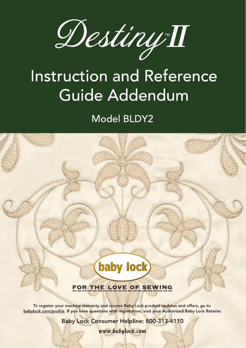 Page 1 of the manual User Manual Baby Lock Destiny II BLDY2