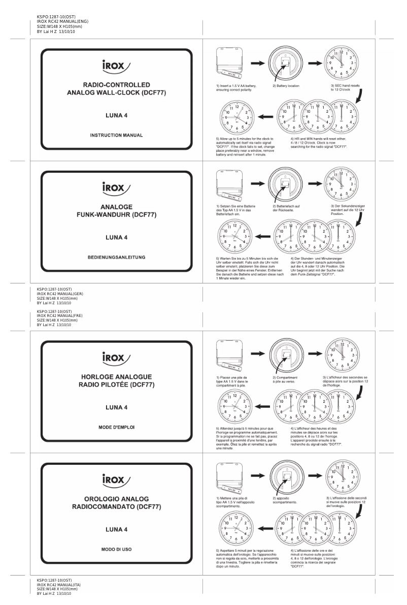 First page image of the manual for Luna 4