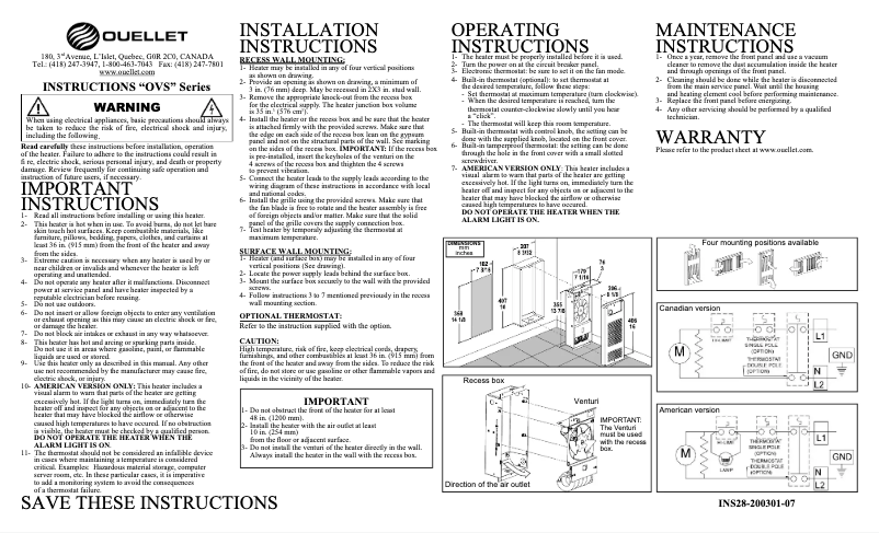 First page image of the manual for OVS0750BL