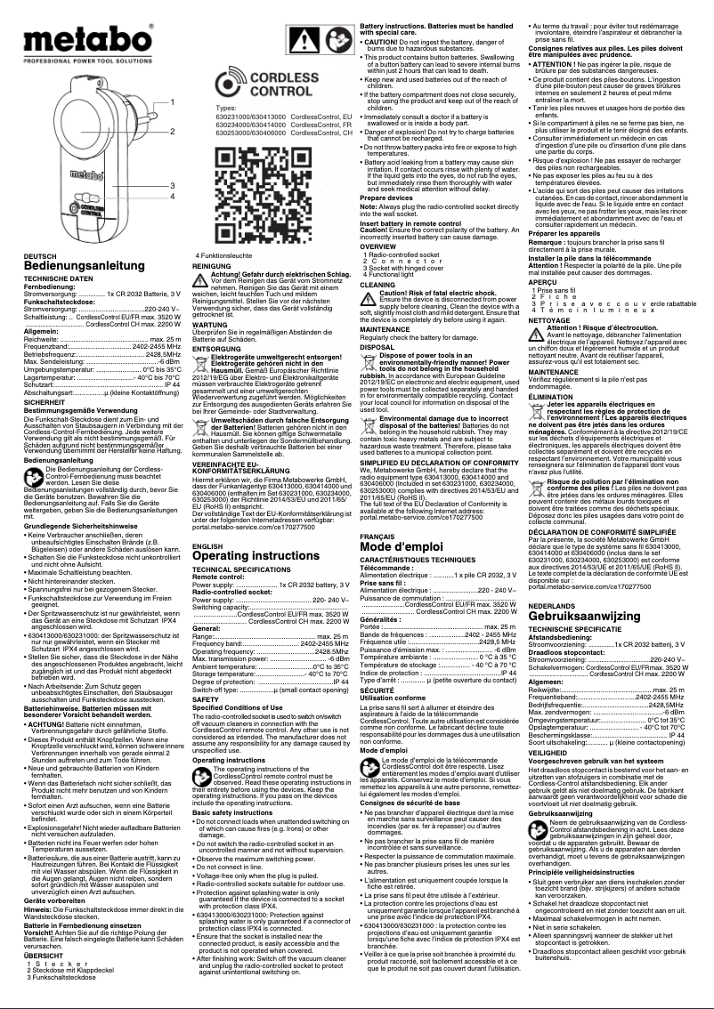 First page image of the manual for CordlessControl