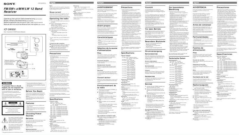 Page 1 of the manual User Manual Sony ICF-SW600