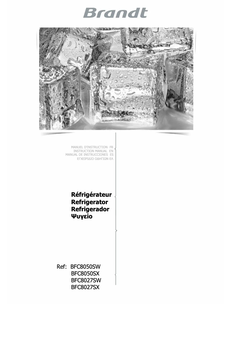 Page 1 of the manual User Manual Brandt BFC8050SW