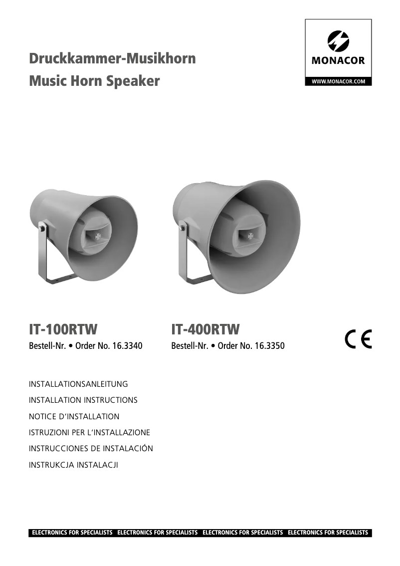 First page image of the manual for IT-100RTW