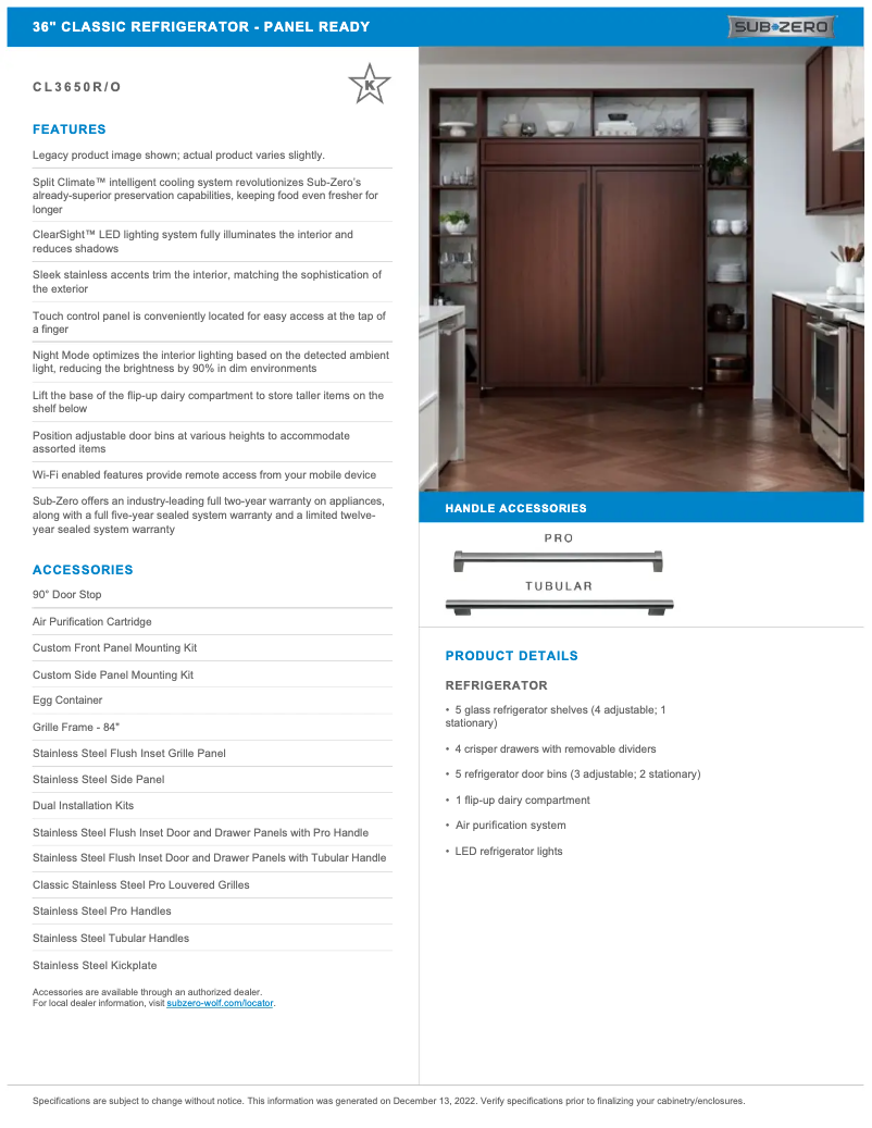 Page 1 of the manual User Manual Sub-Zero CL3650O