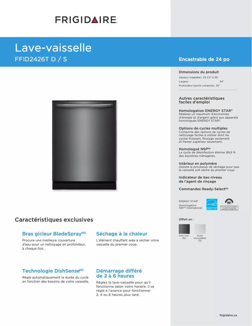 First page image of the manual for FFID2426TB