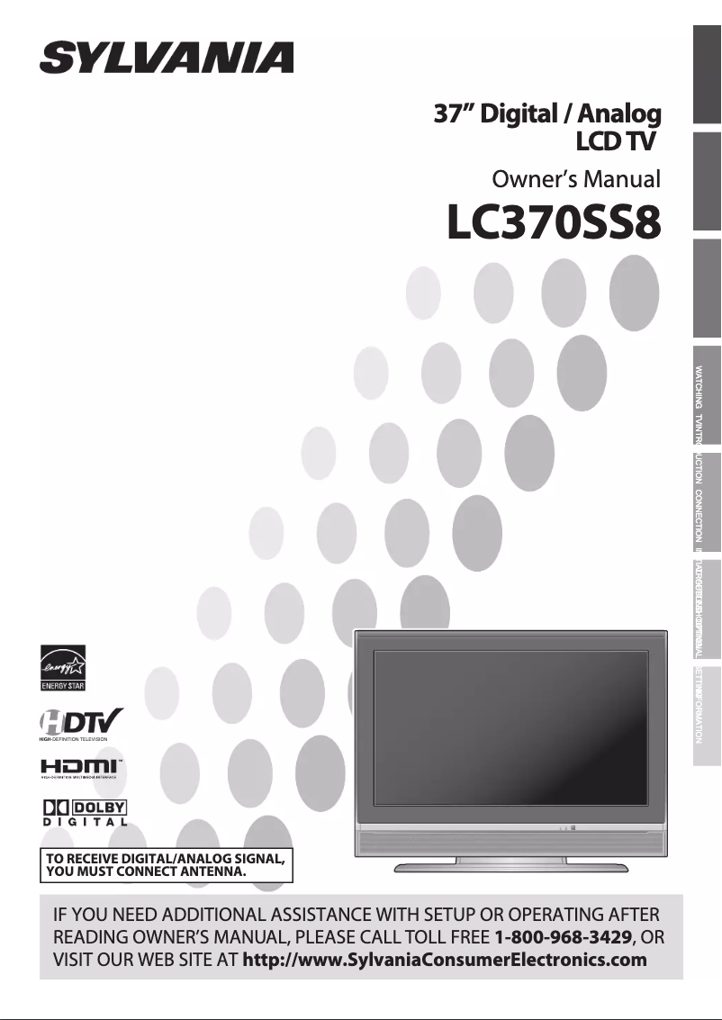 Page 1 of the manual User Manual Sylvania LC370SS8
