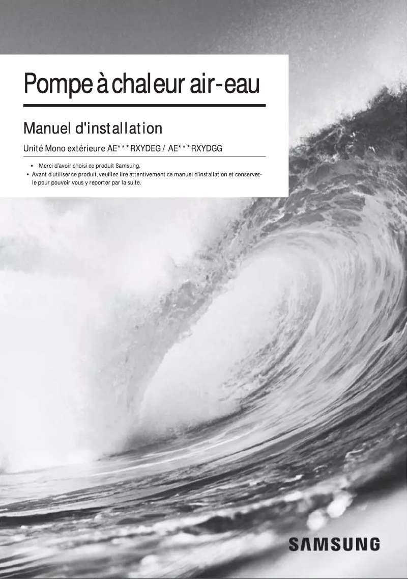 First page image of the manual for AE090JXEDEH