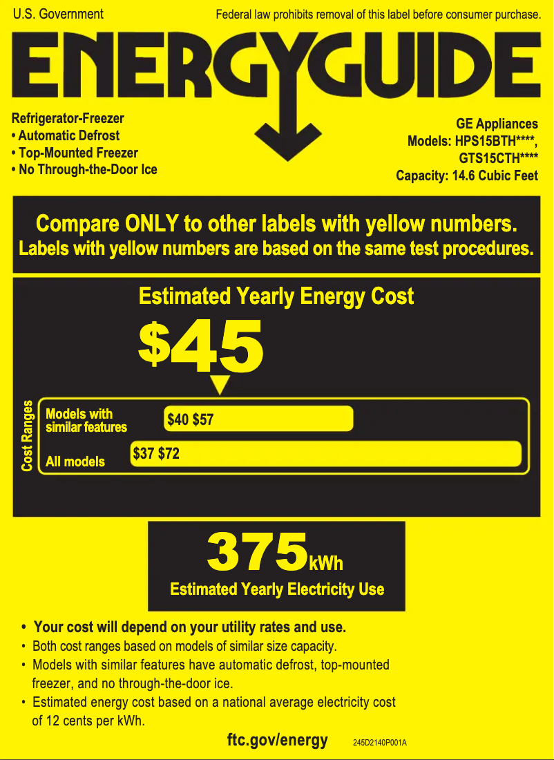 Page 1 of the manual Energy Label Hotpoint HPS15BTHLCC