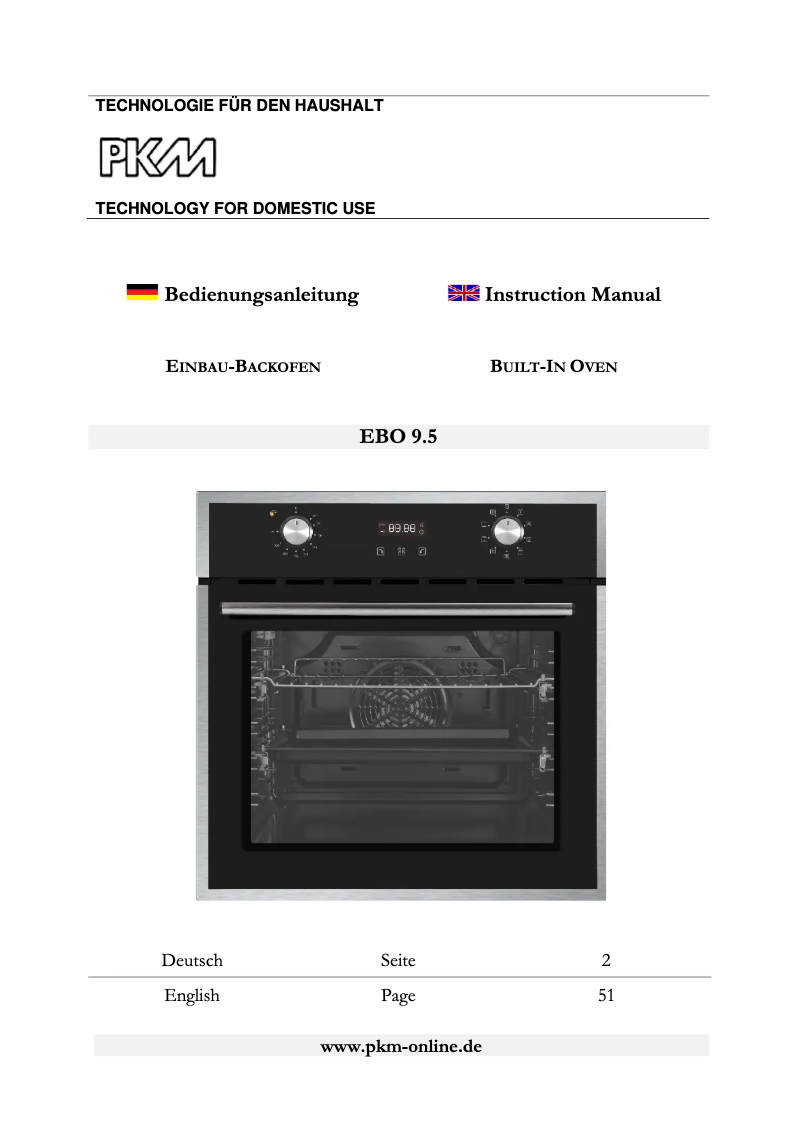 First page image of the manual for EBO9.5