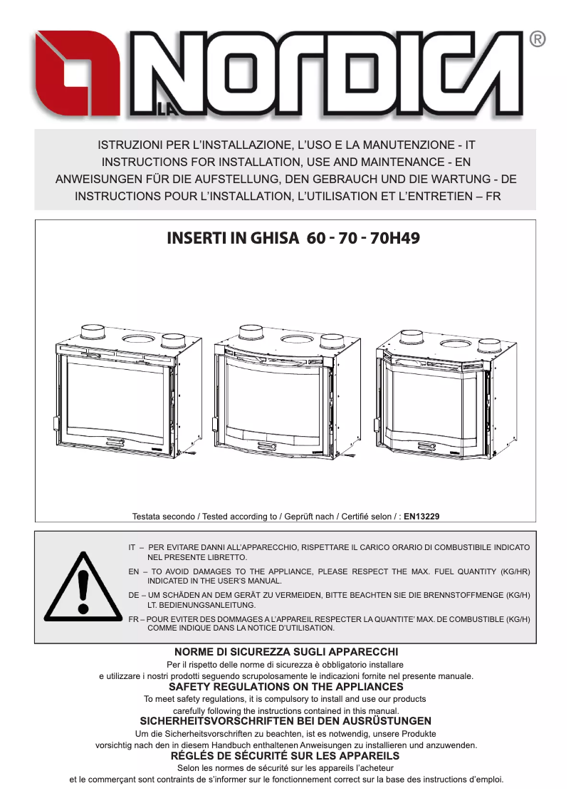 Page 1 of the manual User Manual La Nordica Inserto 70 Ventilato H49