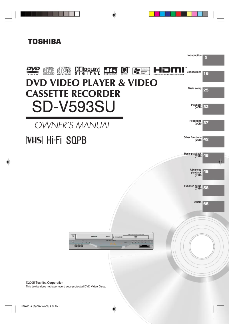 Image de la première page du manuel de l'appareil SD-V593