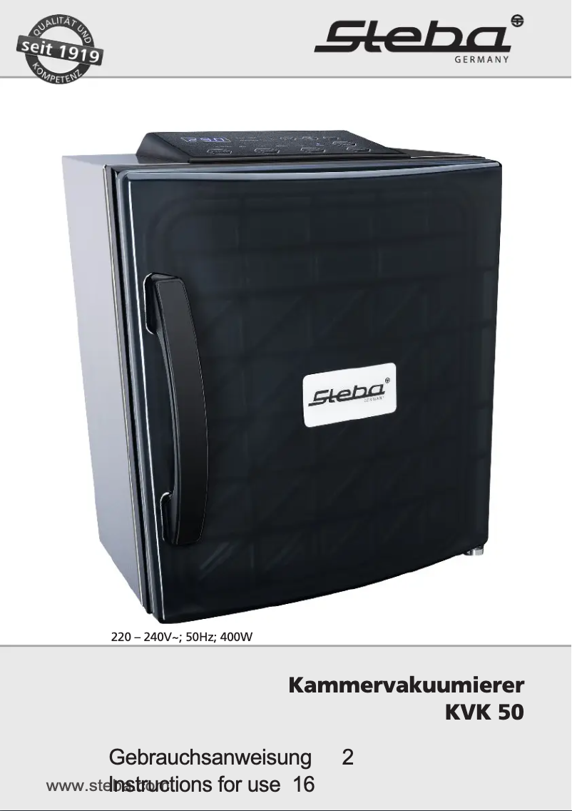 Page 1 of the manual User Manual Steba KVK 50