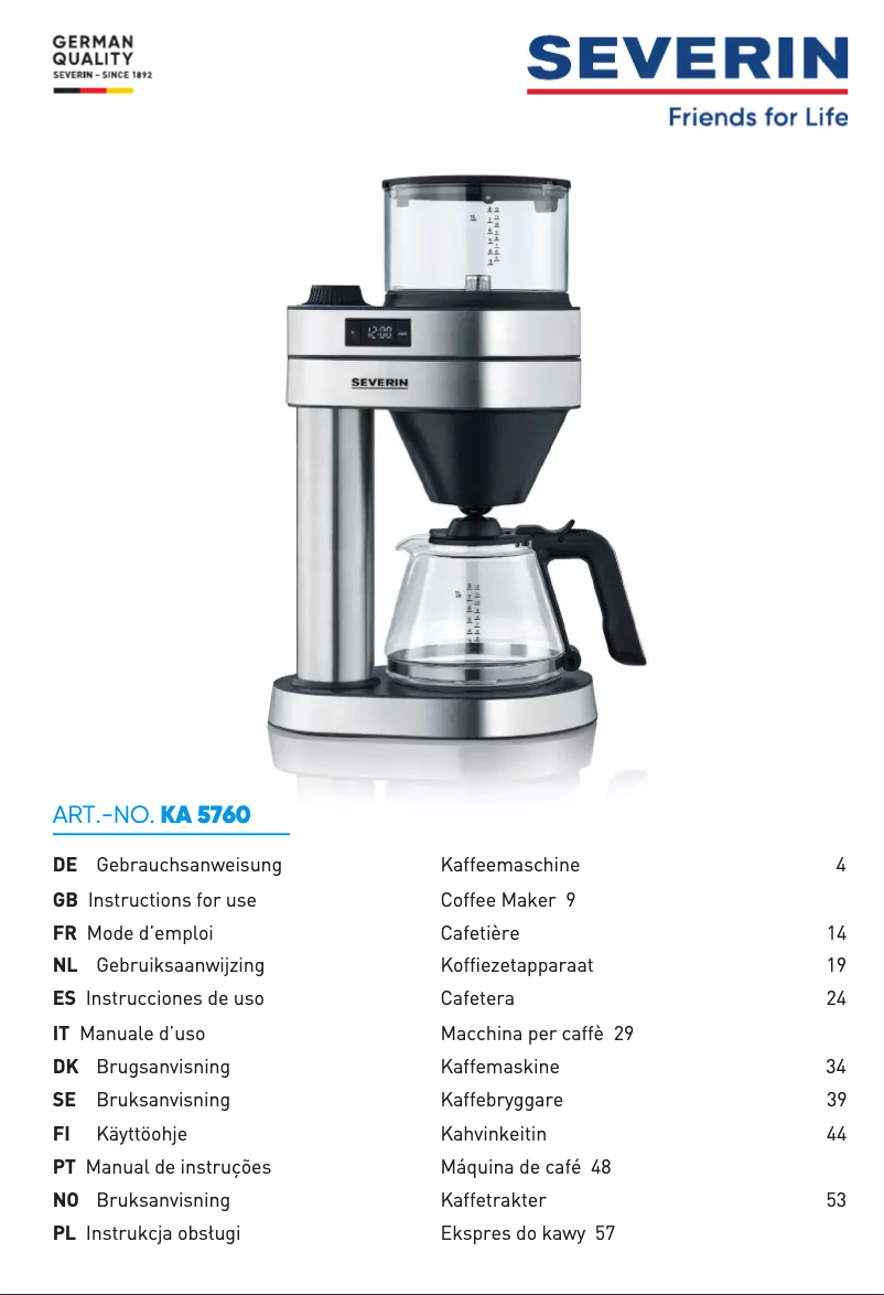 First page image of the manual for KA 5760