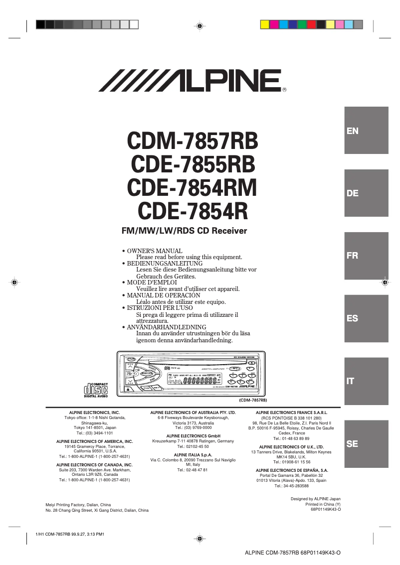 First page image of the manual for CDM-7857RB