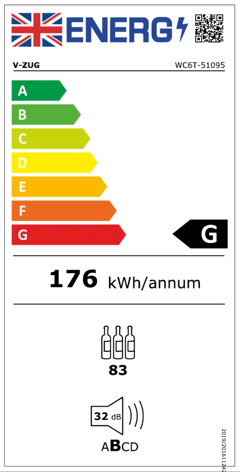 Page 1 of the manual Energy Label V-Zug WineCooler V6000