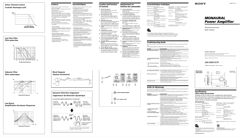 Page 1 of the manual User Manual Sony XM-D9001GTR