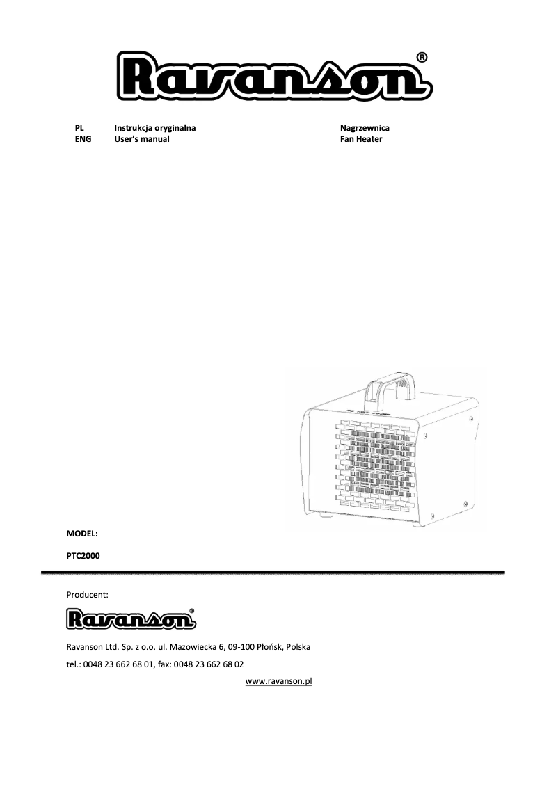 First page image of the manual for PTC2000