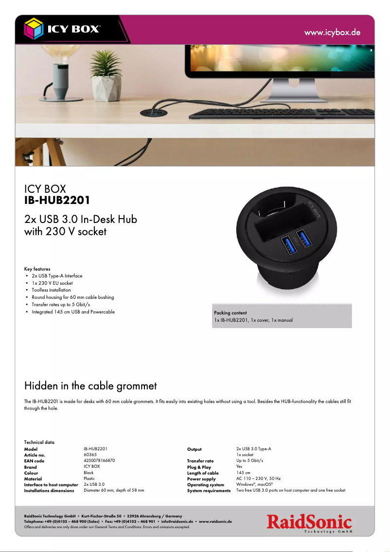 First page image of the manual for IB-HUB2201