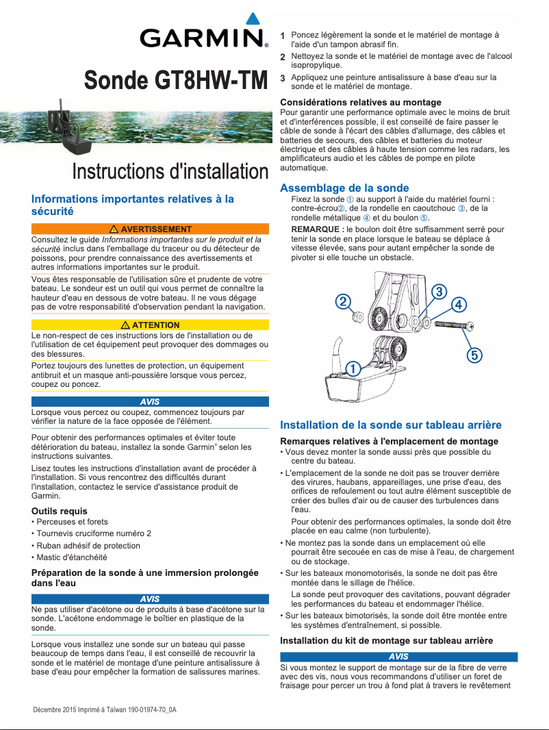 Page 1 of the manual User Manual Garmin GT8HW-TM