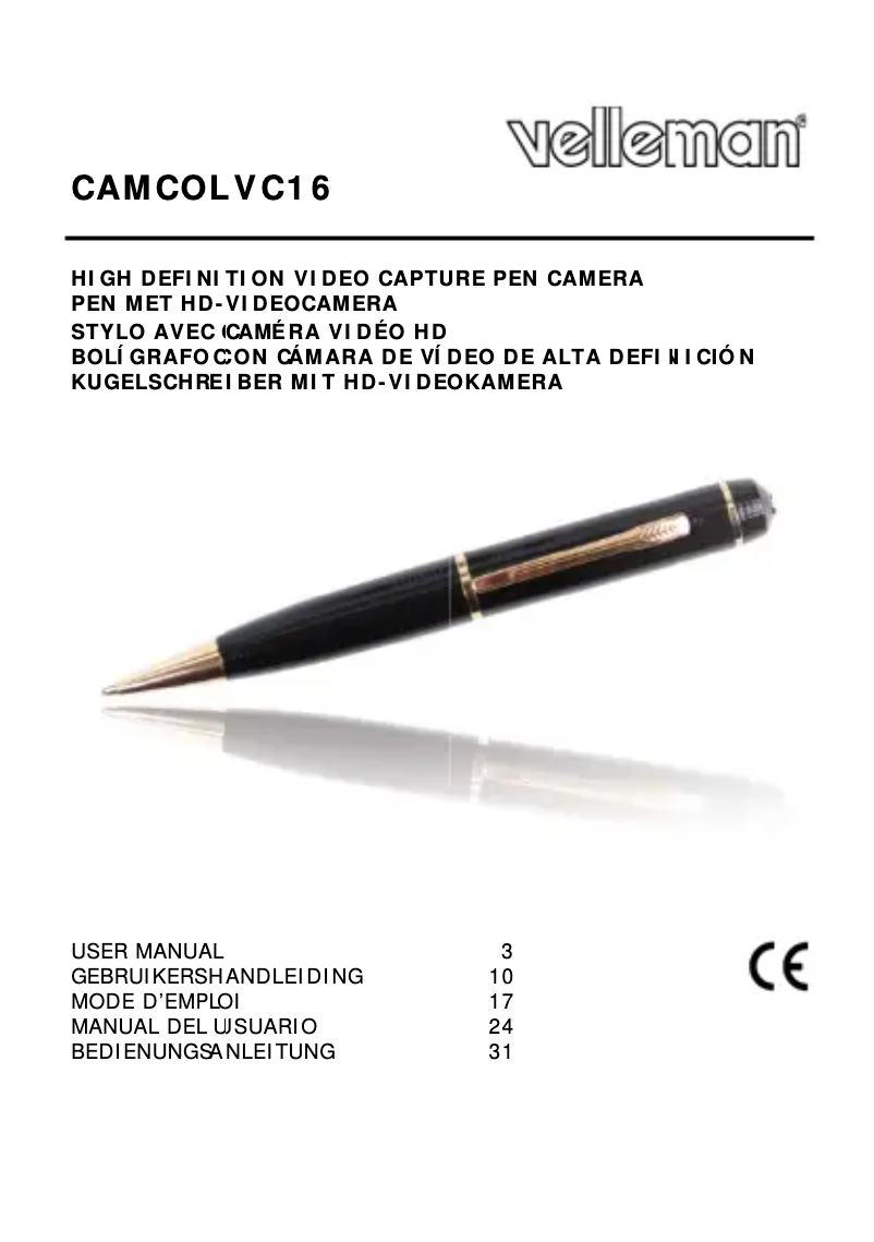 Page 1 of the manual User Manual Velleman CAMCOLVC16