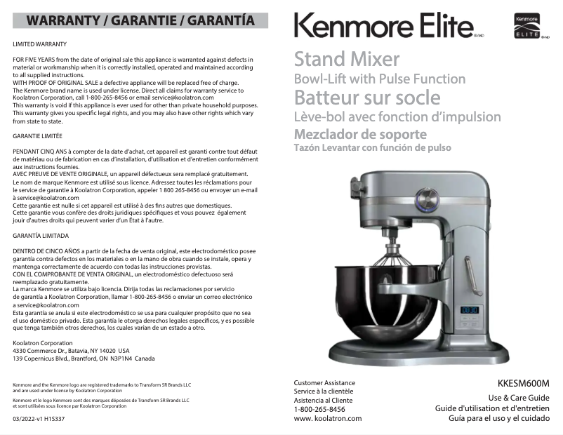 First page image of the manual for Elite KKESM600M