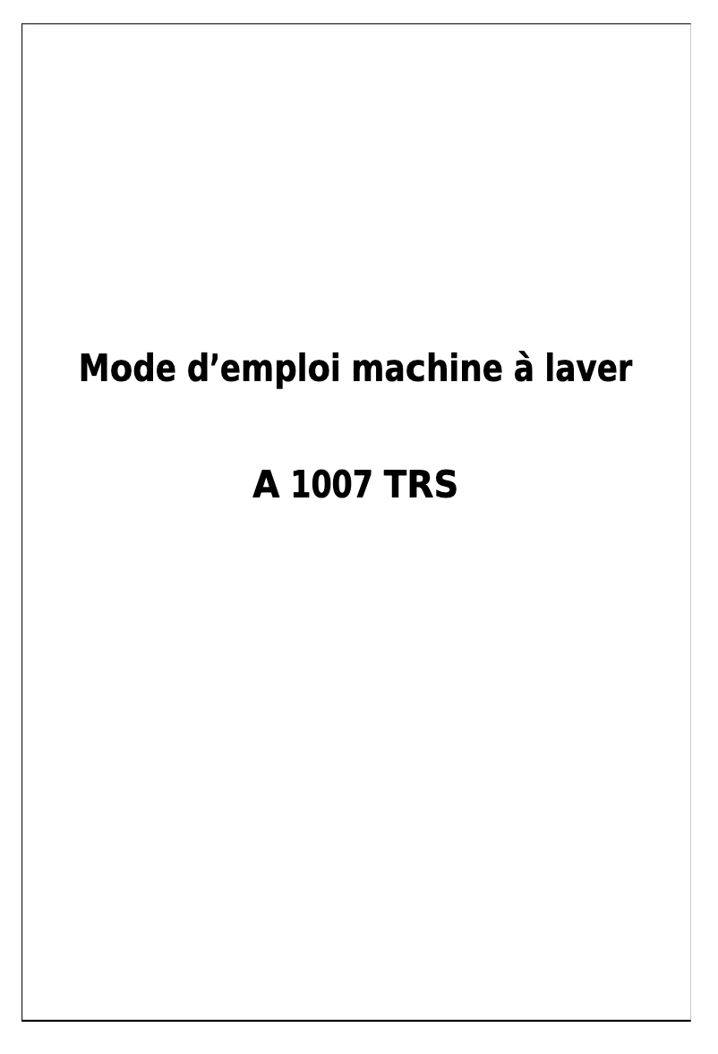 First page image of the manual for A1007TRS