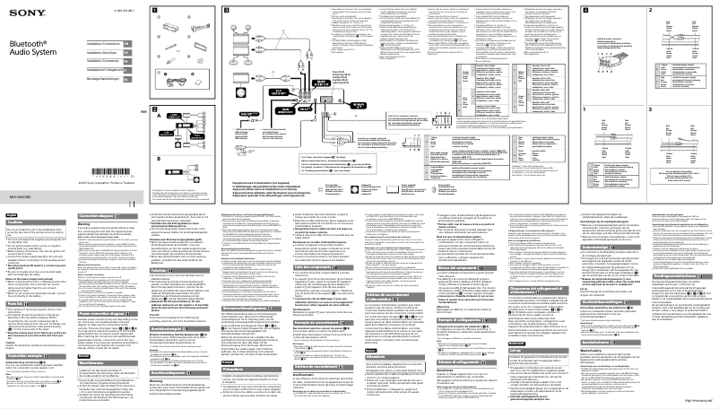 Page 1 of the manual Installation Guide Sony MEX-N6001BD