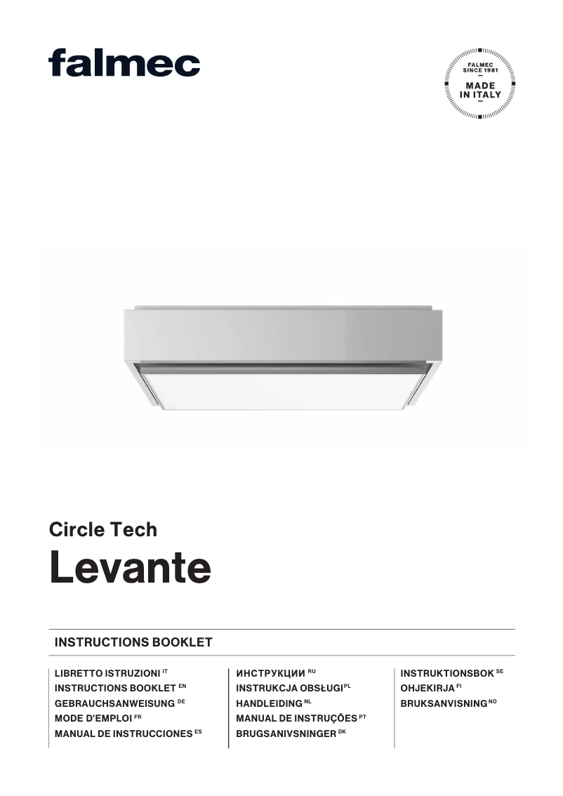 Page 1 of the manual User Manual Falmec Levante