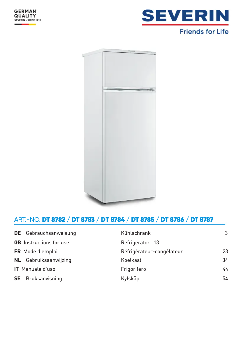 Page 1 of the manual User Manual Severin DT 8785