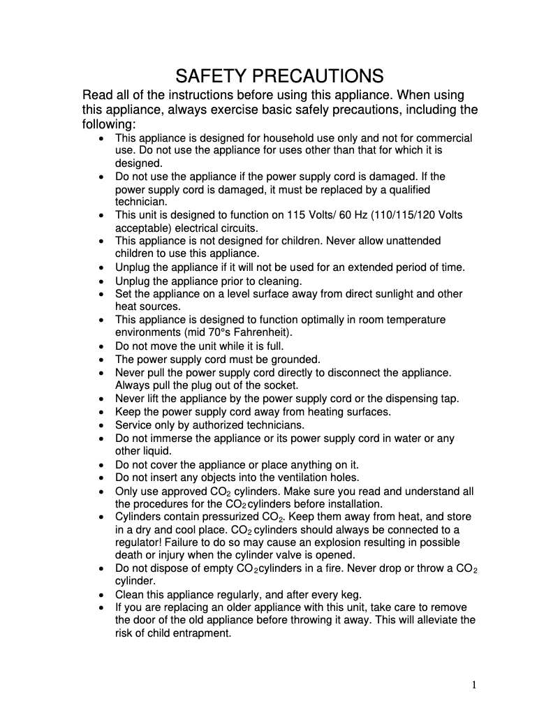 Page 1 of the manual User Manual EdgeStar KC3000SS
