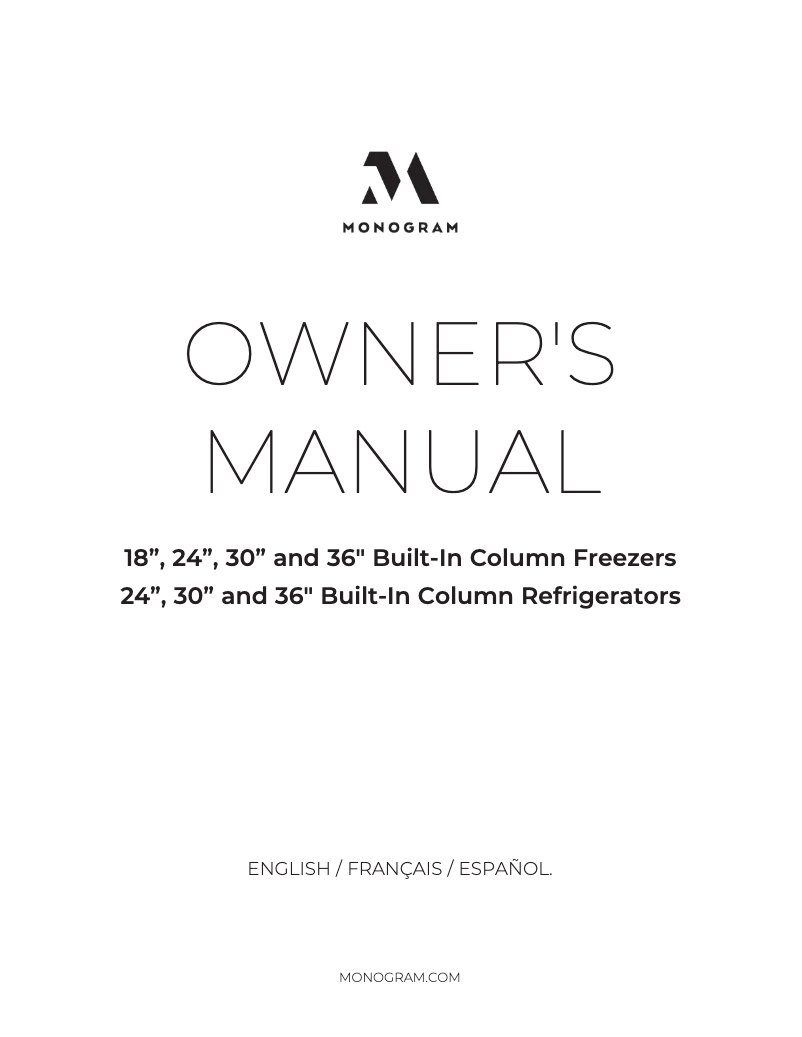 First page image of the manual for ZIF361NBRII