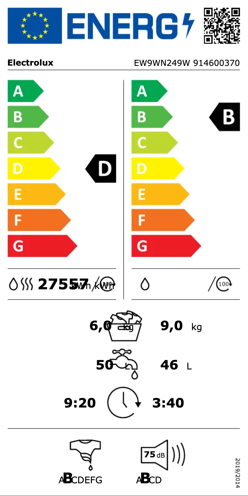 First page image of the manual for EW9WN249W