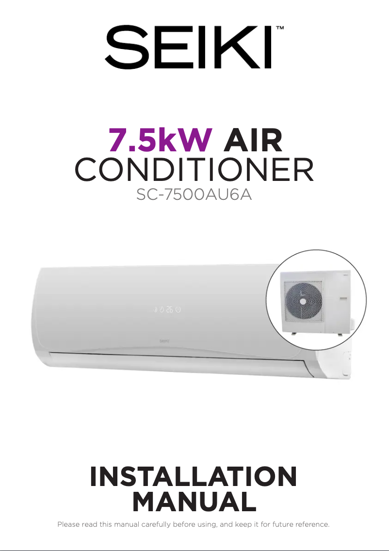 First page image of the manual for SC-7500AU6A