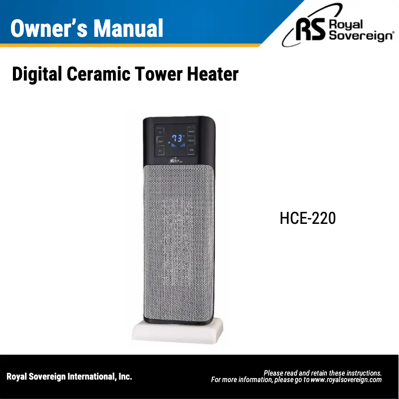 Page 1 of the manual User Manual Royal Sovereign HCE-220