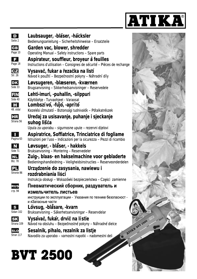 Page 1 of the manual User Manual ATIKA BVT 2500