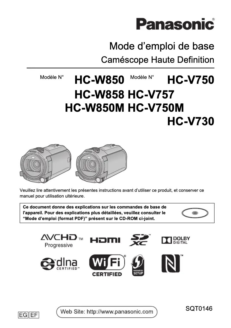 First page image of the manual for HC-W858