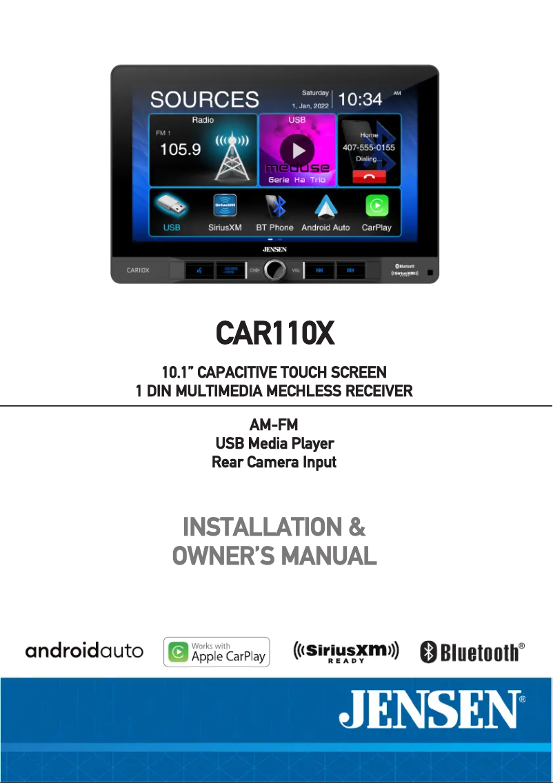 Page 1 of the manual User Manual Jensen CAR110X