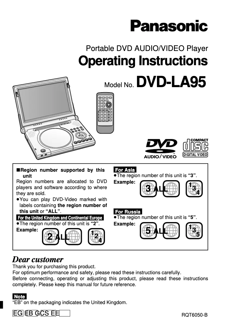 Page 1 of the manual User Manual Panasonic DVD-LA95