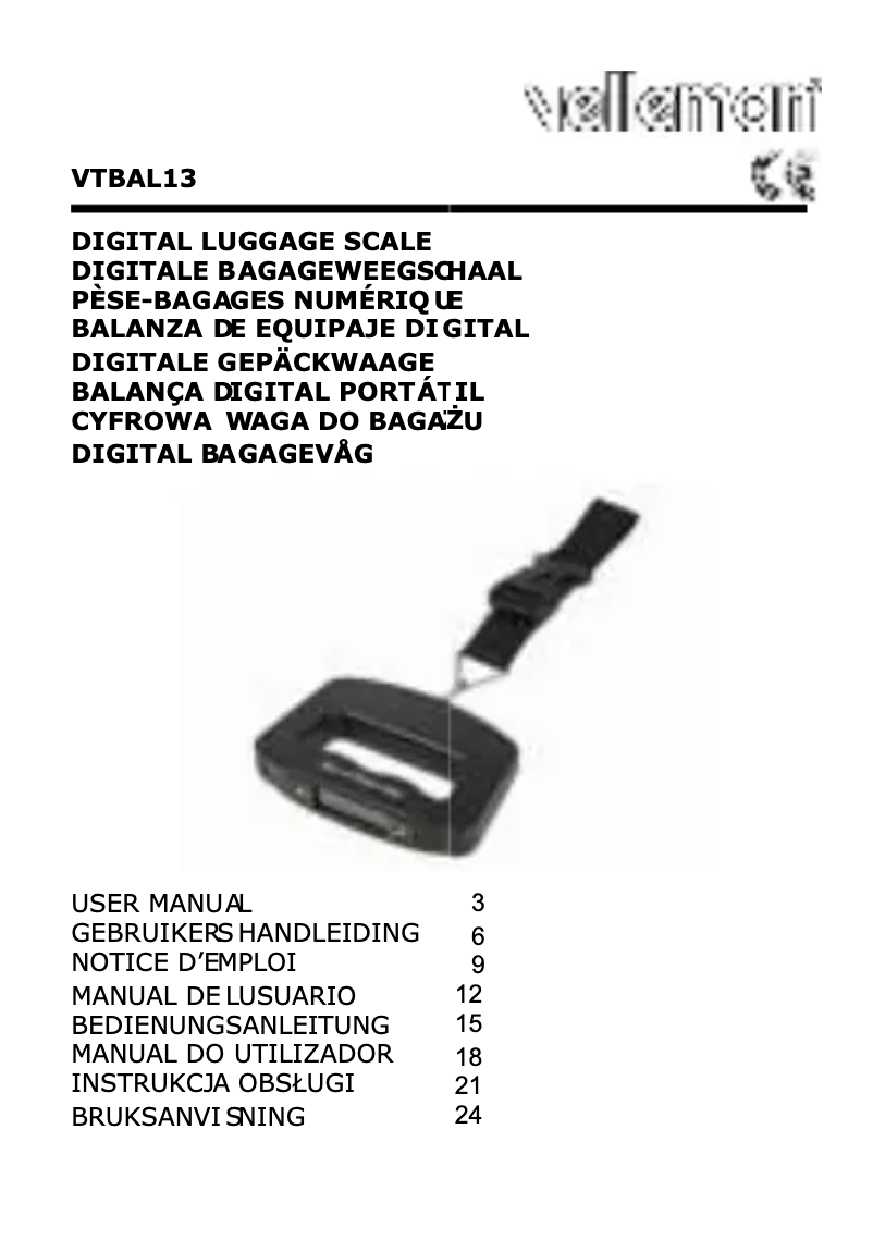 First page image of the manual for VTBAL13