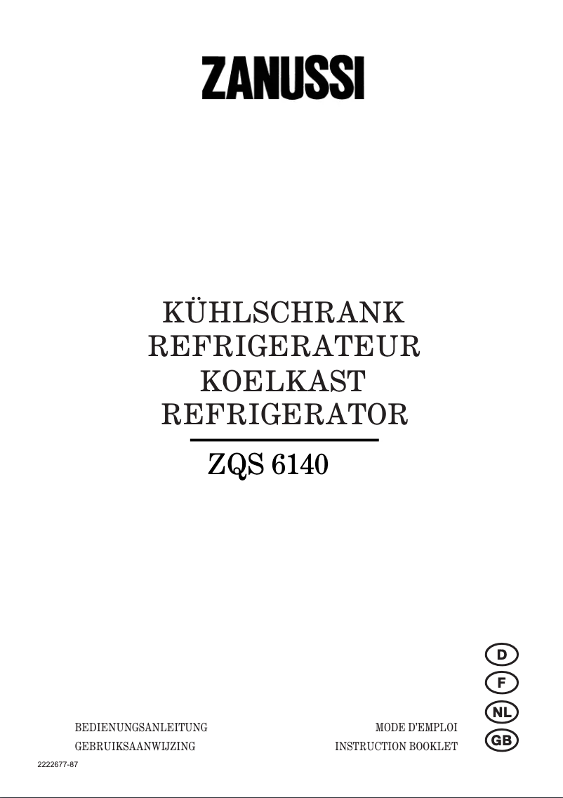 Page 1 of the manual User Manual Zanussi ZQS 6140